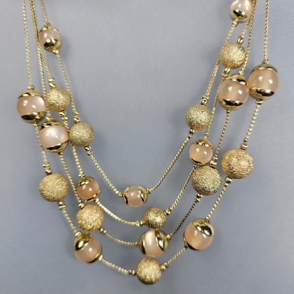 Coldwater Creek Necklace Station Glass & Goldtone Bead Layered Statement 20" - Picture 2 of 9